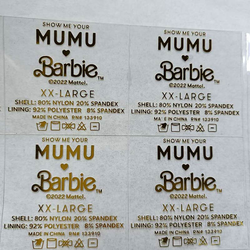 Custom Neck Size Tag-less Wash Care Label Heat Transfer Logos